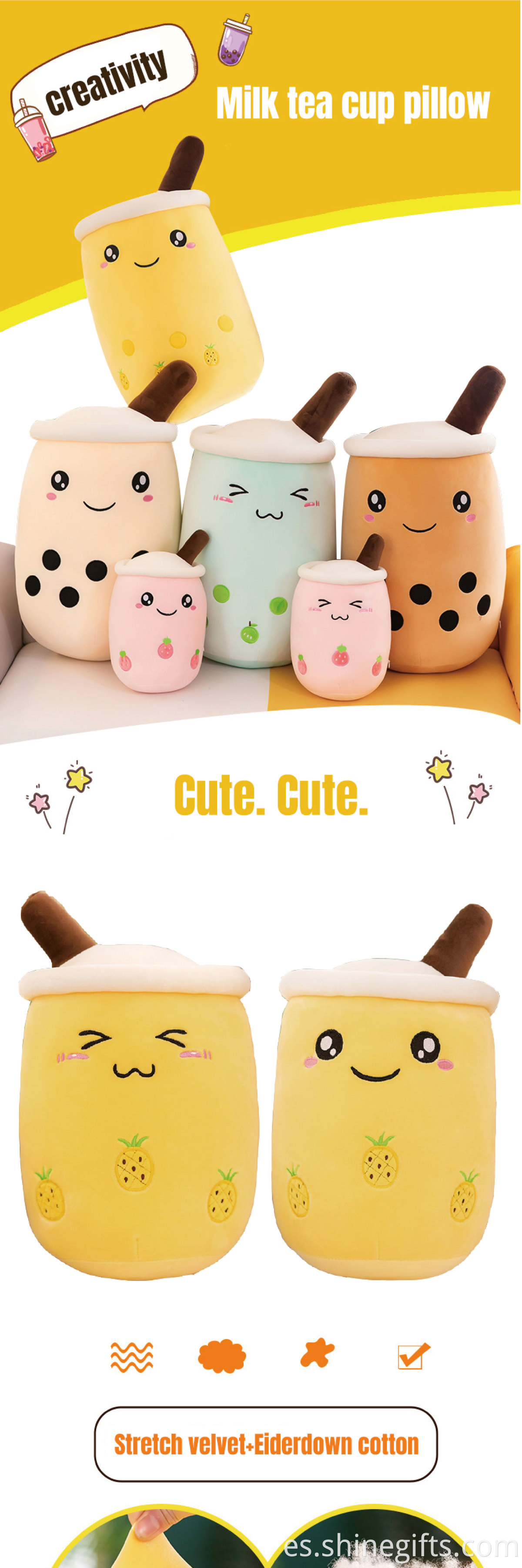 Factory Price Super Soft Emotion Boba Tea Peals Plush Toys Stuffed Bubble Milk Tea Cup Pillow